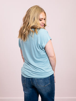 *NEW* Cloudy Skies Short Sleeve Knit Top | Dark Aqua
