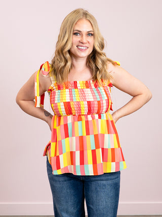 *NEW* Lake Dayz Babydoll Tank | Coral & Yellow