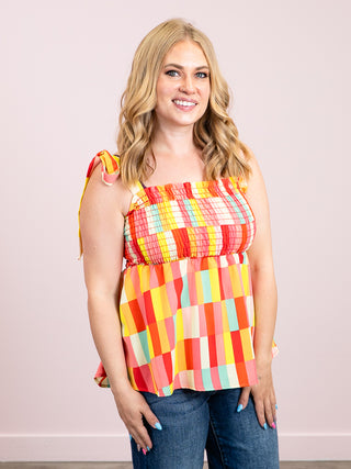 *NEW* Lake Dayz Babydoll Tank | Coral & Yellow