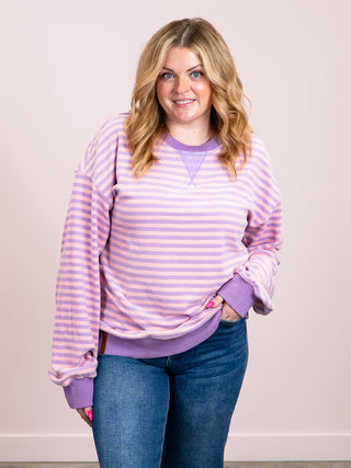*NEW* Ampersand | Performance Fleece University Pullover | Orchid Stripe