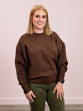 Lively Cable Knit Sweater | Brown