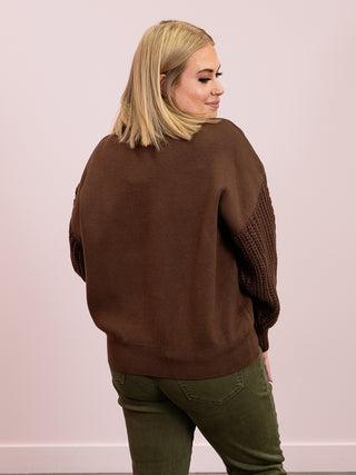Lively Cable Knit Sweater | Brown