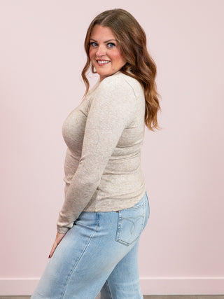 DEX | Effortless Long Sleeve Crewneck | Light Heather Taupe