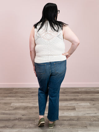 DEX | Quite Nice Patterned Pointelle Top | Ecru