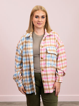 Alabama Plaid Shacket | Pink & Blue Combo