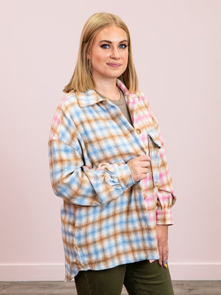 Alabama Plaid Shacket | Pink & Blue Combo