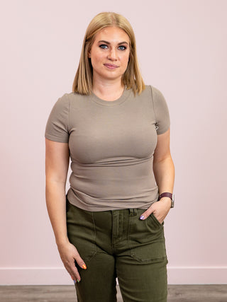 DEX | Classic Ribbed Tee | Almond