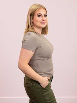 DEX | Classic Ribbed Tee | Almond