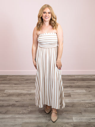 *NEW* Summer Shores Strapless Midi Dress | Brown