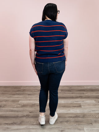 Sonia Striped Sweater Top | Navy