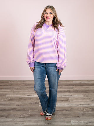 *NEW* Ampersand | Performance Fleece University Pullover | Orchid Stripe