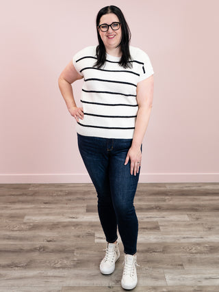 Sonia Striped Sweater Top | Ivory
