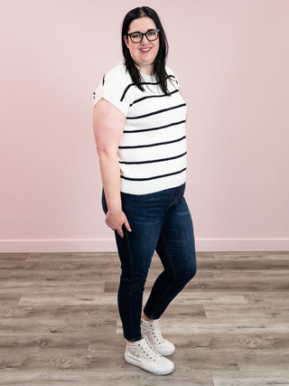 Sonia Striped Sweater Top | Ivory