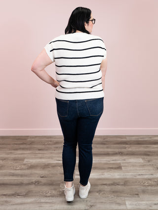 Sonia Striped Sweater Top | Ivory