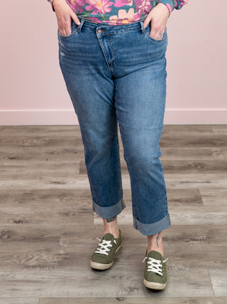 Judy Blue | High Rise | Mid Wash Cuffed Boyfriend | Colt