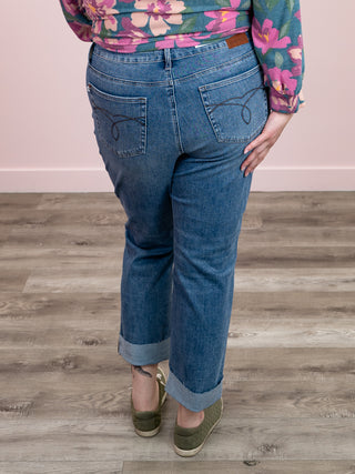 Judy Blue | High Rise | Mid Wash Cuffed Boyfriend | Colt