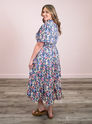 *NEW* Wildflower Era Smocked Tiered Floral Dress | Navy