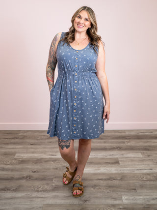 *NEW* Beverly Button Dress | Nautical Navy