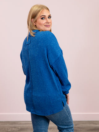 Rylee Ribbed Drop Shoulder Sweater | Light Navy