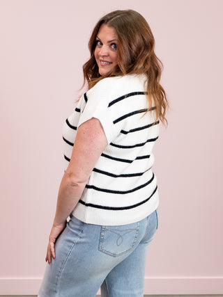 Sonia Striped Sweater Top | Ivory