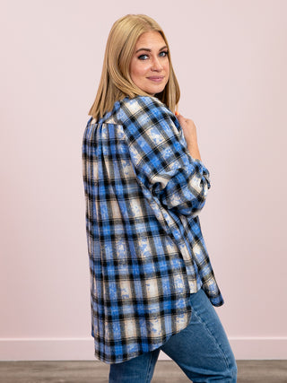 Janna Plaid Flannel Shirt | Blue