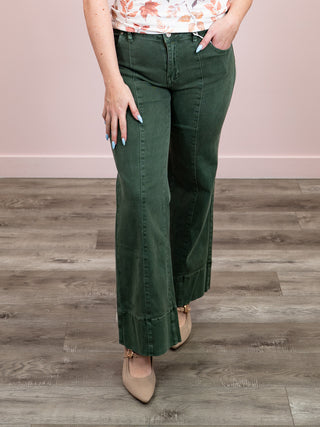 *NEW* Colson Mid Rise Denim Pants | Dark Olive