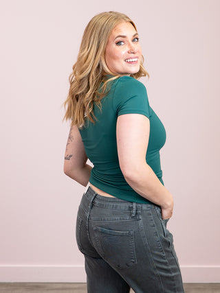 *NEW* Second Skin | Roxi Short Sleeve Top | Dark Green