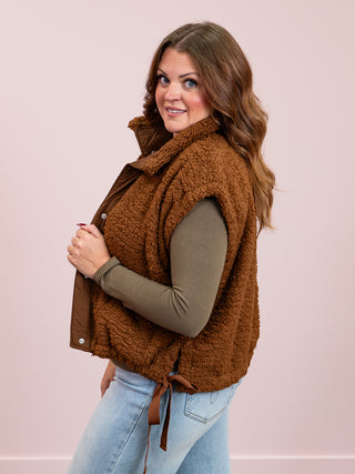 Alaska Oversized Faux Fur Vest | Brown