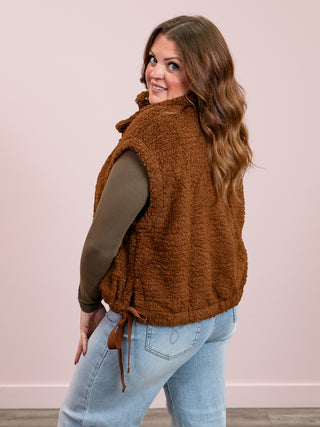 Alaska Oversized Faux Fur Vest | Brown