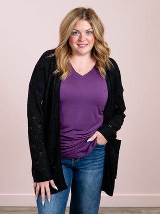 *NEW* Open Knit Cardigan | Black
