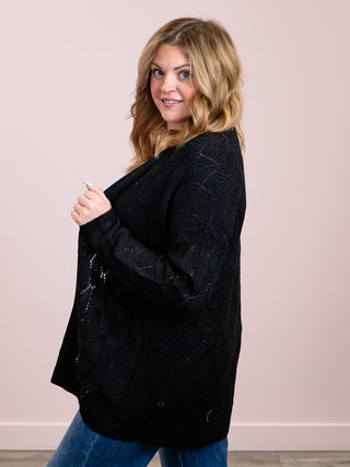 *NEW* Open Knit Cardigan | Black