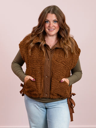 Alaska Oversized Faux Fur Vest | Brown