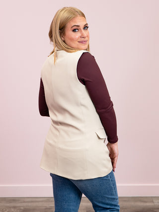 *END OF SEASON* DEX | Danika Sleeveless Blazer | Light Sand