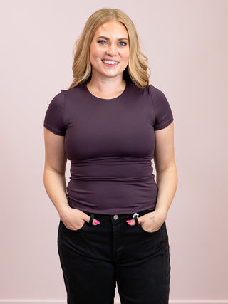 *NEW* Second Skin | Roxi Short Sleeve Top | Deep Plum