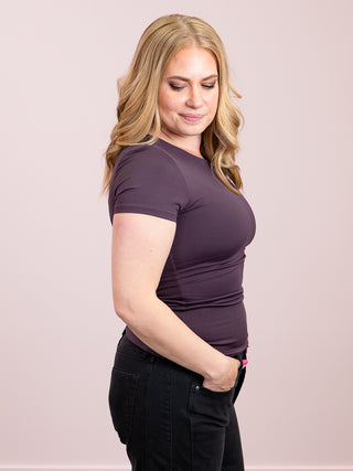 *NEW* Second Skin | Roxi Short Sleeve Top | Deep Plum