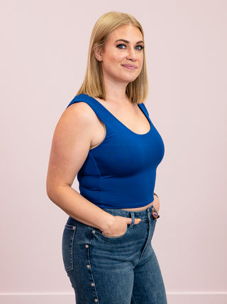 Shelly Cropped Tank | Light Navy
