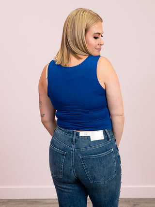 Shelly Cropped Tank | Light Navy