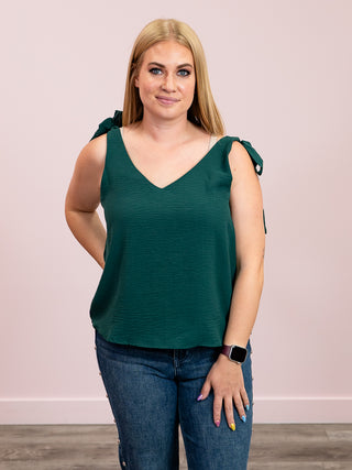 Kendall Tie Strap Tank | Hunter Green