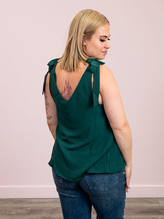 Kendall Tie Strap Tank | Hunter Green