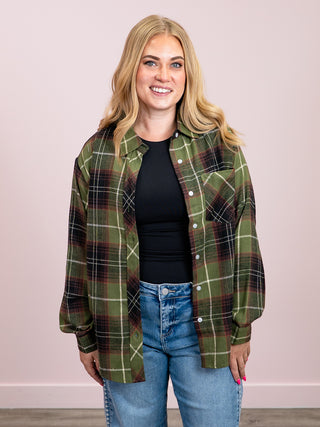 *NEW* Finley Plaid Button Up | Olive & Brown