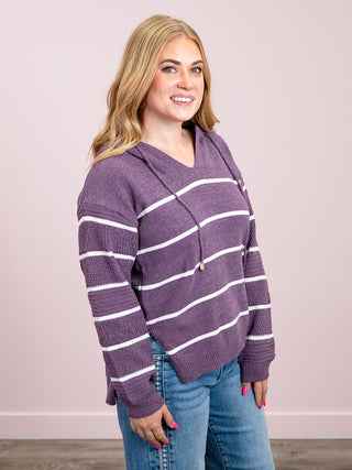 *NEW* Maddie Striped Hoodie | Purple