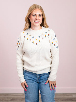 *NEW* Micro Flower Sweater | Ivory