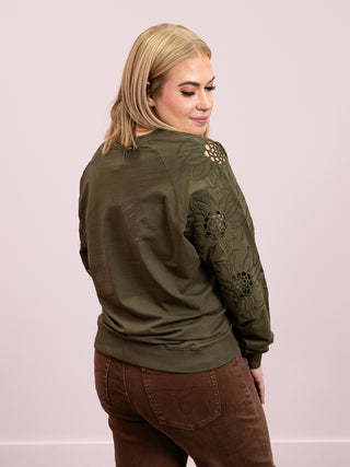*FINAL SALE* Sweet Surrender Embroidered Pullover | Olive