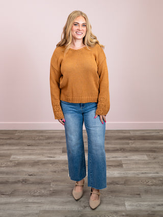 *NEW* Crochet Sleeve Top | Camel