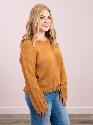 *NEW* Crochet Sleeve Top | Camel