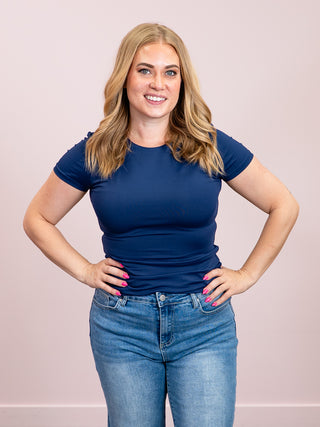 *NEW* Second Skin | Roxi Short Sleeve Top | True Navy