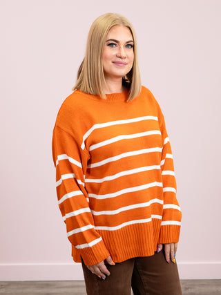 Elaine Striped Sweater | Rust