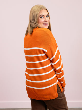 Elaine Striped Sweater | Rust