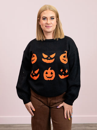 Halloween Pumpkin Sweater | Black & Orange