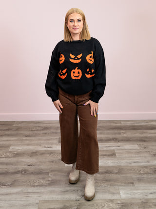 Halloween Pumpkin Sweater | Black & Orange